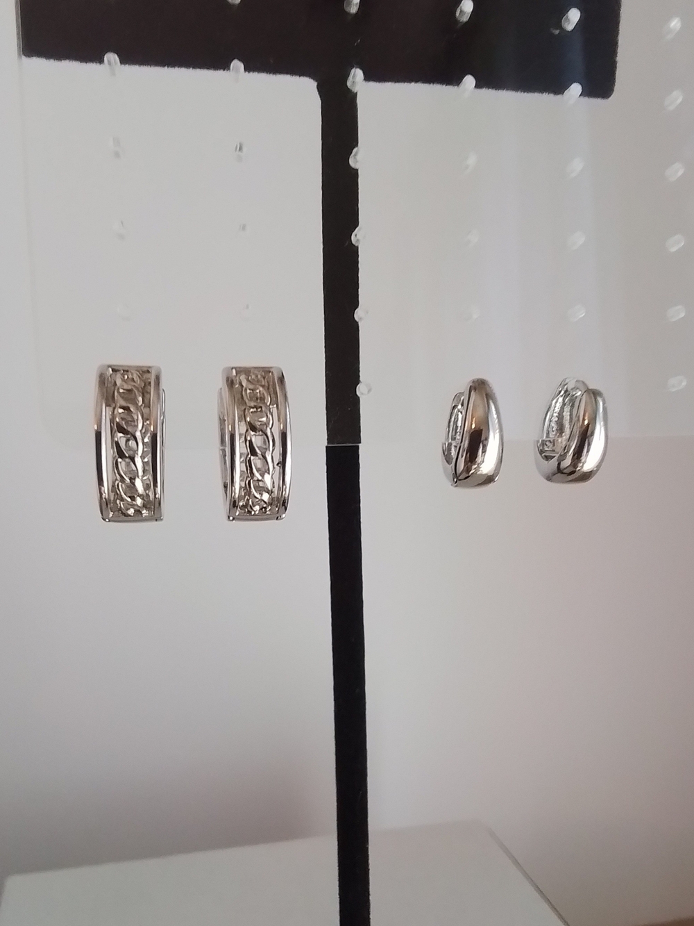 White Gold Plated Huggie Earrings - Set of 2